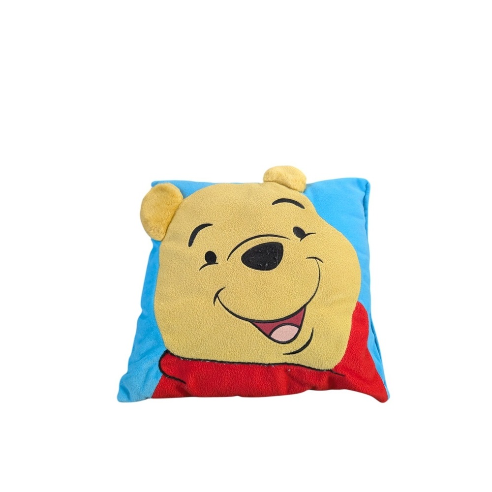 Vintage 90's Disney Winnie The Pooh Throw Pillow Blue 13 Inch Square